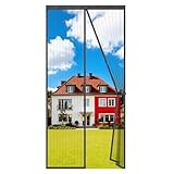 Auxmir Fliegengitter Balkontür Magnet, Insektenschutz Fliegenvorhang 160x220cm, Extra Starke Magnete, Verdickt Magnetvorhang ohne Bohren für Balkontür Wohnzimmer Terrassentür, Schwarz