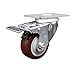 Stainless Steel Polyurethane Swivel Top Plate Caster w/3" x 1.25" Maroon Wheel & Total Locking Brake - 300 lbs Capacity/Caster - Service Caster Brand