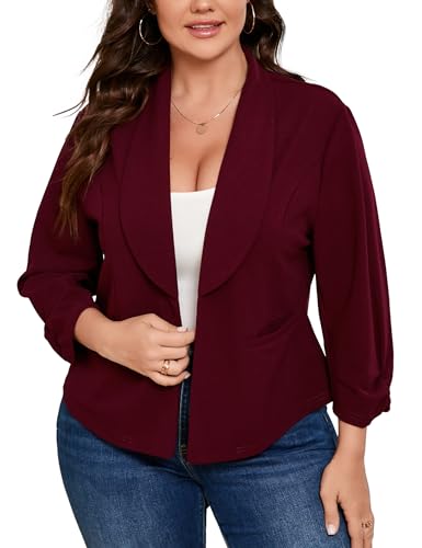 Women Plus Size Casual Blazer Open Front Long Sleeve Work Office Cardigan Jackets