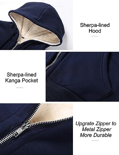 Image of Flygo Womens Casual Winter Warm Sherpa Lined Full Zip Up Hoodie Sweatshirt Jacket
