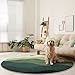 Sungea 6ft Round Rugs for Living Room,Soft Washable Non-Slip Large Circle Rug,Chic Mountain Low-Pile Circular Bedroom Rug Indoor Round Carpets for Kidsroom/Nursery/Office(Green)