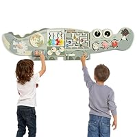 Tatqilo Crocodile Activity Wall Busy Board, 9 in 1 Wooden Sensory Wall Panel for Kids, Montessori Sensory Toys, Toddler Early Learning Activity Center for Playroom,Daycare, Gift for Boys Girls Aged 3+