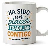 MUGFFINS taza despedida compañero trabajo | regalo despedida trabajo | con frase Ha sido un placer trabajar contigo en Español | 330 Ml 11 oz | cerámica resistente | Adiós compa v2