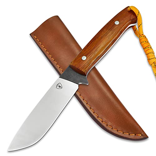 QIXENIO Jagdmesser M390 Stahl - 27,9 Cm Klinge Mit Lederscheide Für Outdoor & Camping