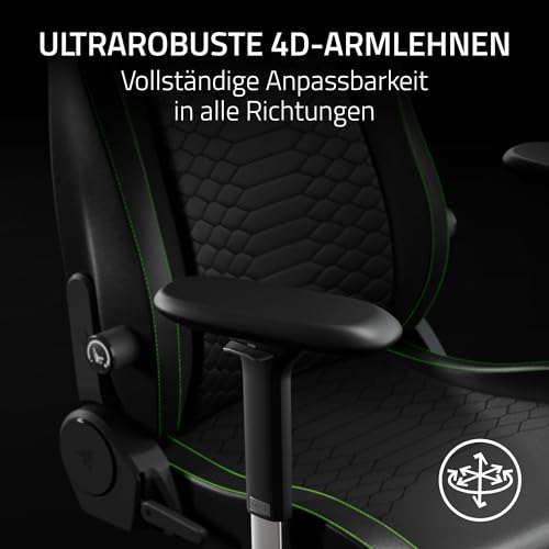 Razer Iskur V2 NewGen - Ergonomischer Gaming-Stuhl mit atmungsaktivem Gen-2 EPU-Leder mit Cooltouch Technologie - Hyperflex Lordosenstütze - breite Schulterbögen und Sitzfläche | Grün