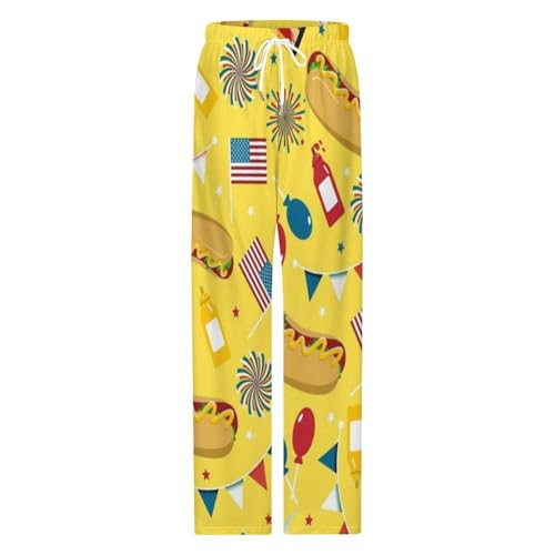 National Hot Dog Day Comfy Pajama Pants Adjustable Sleepwear Beach Pants for Men4