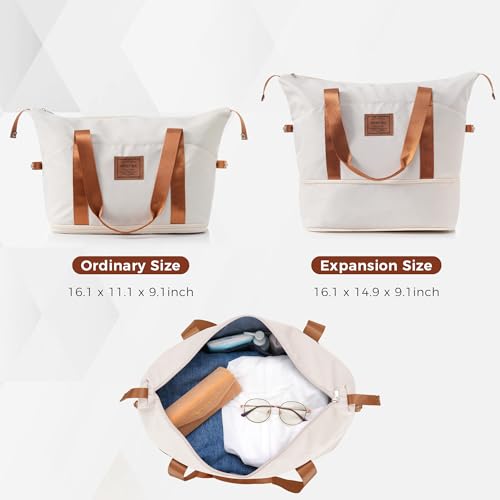 Image of 4-Piece Luggage Set, Suitcase with TSA Lock Travel Duffel Bag Wet-Dry Toiletry Bag, Ivory