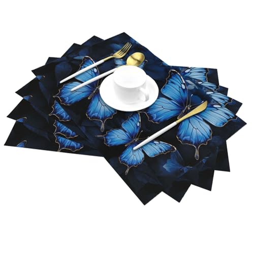 Set de table bleu foncé en PVC de 6 pièces lavables - 4