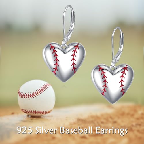 Ball Earrings Sterling Silver Heart Baseball Soccer Ball Dangle Drop Earrings Sport Jewelry Gift for Women3