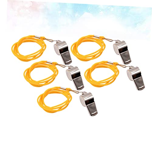 5 silbatos deportivos de acero inoxidable con cordón naranja miniatura 2