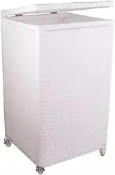 Cesto de Roupas 40x40x70 com Rodinhas 100 Litros Fibra Sintética (Branco)