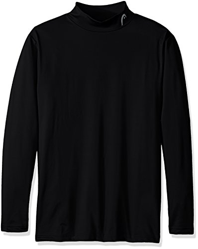 HEAD Men's Long Sleeve Training Mock Neck Top, Black, Large