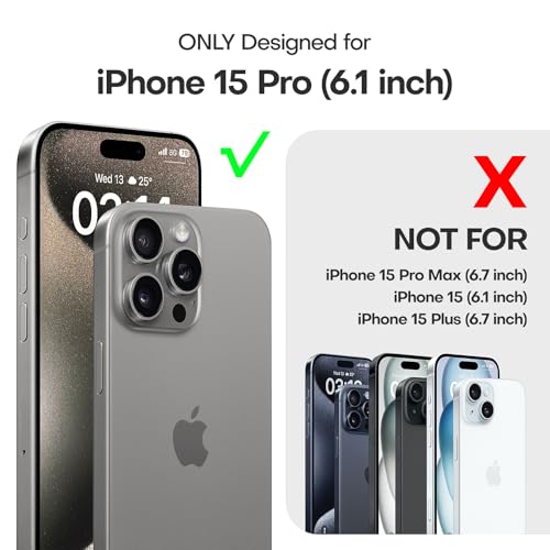 Image of TAURI for iPhone 15 Pro Case, with Screen Protector, Grey | Anti-Yellowing Military-Grade Protection Shockproof Slim Phone Case for iPhone 15 Pro