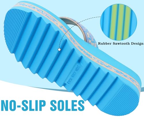 Image of ONCAI Flip Flops for Women, Fashion Printed Platform Sandals Woman with Arch Support Yoga Mat Cushion, Lightweight Summer Beach Outdoor Chunky Non-Slip Rubber Soles US Size 5-11