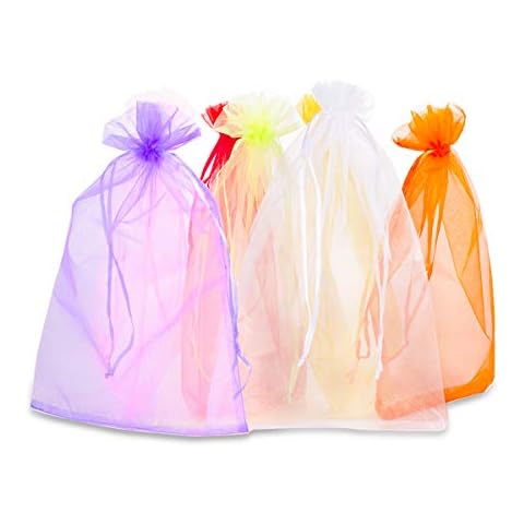 YouFia White Organza Bags 20 cm x 30 cm Pack of 50 multicoloured Cover