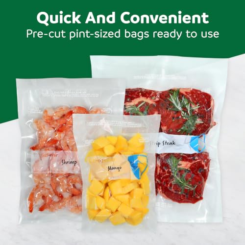 Image of FoodSaver Pint Vacuum Seal Bags, 120 Count Pre-Cut BPA-Free Freezer Bags, Align to Seal & Tear to Open for Food Storage, Sous Vide, and Meal Prep