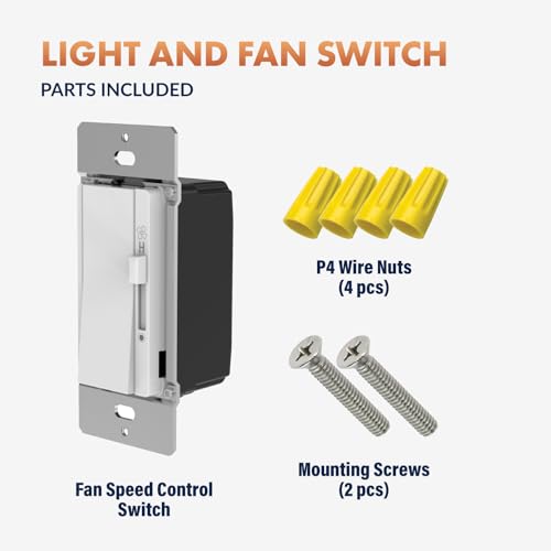 Newhouse Electric Single-Pole Light Switch and 3-Speed Fan Control TLFC-300W, Modern Wall Light and Fan Control Switch for Contemporary Interiors by Newhouse Electric - Image 3