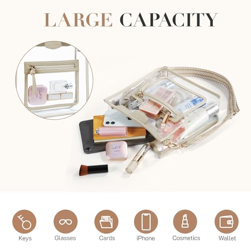 Missnine Clear Crossbody Bags for Women Stadium Approved Clear Purse for Concert Transparent Plastic Bag with Guitar Strap3