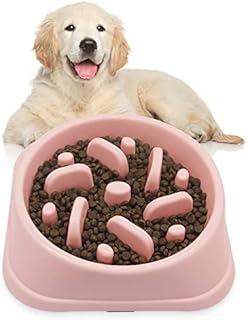 Suhaco Slow Feeder Dog Bowls Dog Food Bowl Slow Feeder Prevent Choking & Overeating, Non Slip Dog Slow Eating Bowl for Small & Medium Dogs Puzzle Pet Feeding Bowls (Pink)