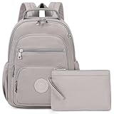 Small Backpack for Women, 2PCS Mini Backpack for Ladies Bookbag Purse for Women with Mini Wallet and Luggage Strap, Gray
