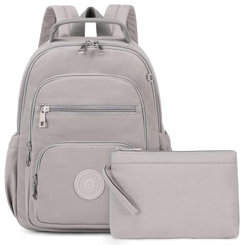 Small Backpack for Women, 2PCS Mini Backpack for Ladies Bookbag Purse for Women with Mini Wallet and Luggage Strap, Gray
