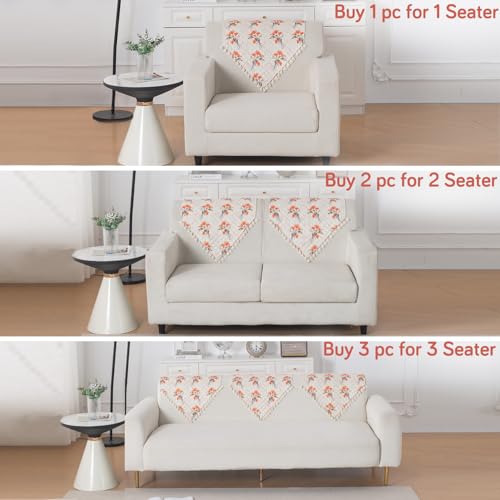 Image of HOKIPO Autumn Blossom Quilted Sofa Backrest Cover Mat| 'Tassel Twigs' Series (IN-988-T5)