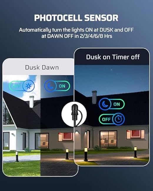 DEWENWILS 120W Low Voltage Transformer with Photocell Sensor & Timer, 120V AC to 12V DC, Weatherproof Landscape Lighting Transformer for Spotlights, Garden Lights, Steplight, Billboard¡