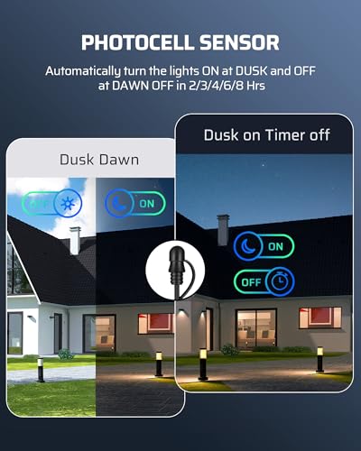 Image of DEWENWILS 120W Low Voltage Transformer with Photocell Sensor & Timer, 120V AC to 12V DC, Weatherproof Landscape Lighting Transformer for Spotlights, Garden Lights, Steplight, Billboard