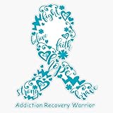 Addiction Recovery Warrior Addiction Recovery Ribbon Strong Hope Believe Fight Faith Brave Sticker Vinyl Decal Car Laptop Wall Window Bumper Sticker 5'