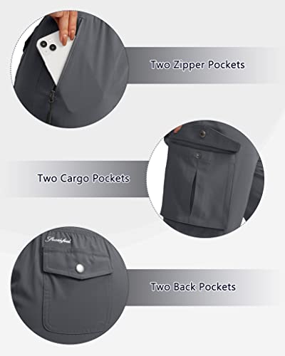 Soothfeel Calça capri feminina com 6 bolsos, leve, secagem rápida, viagem, caminhada, verão para mul