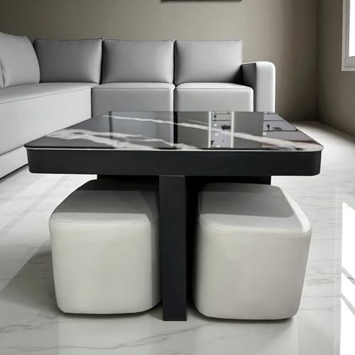 Image of The Attic Louis Coffee Table Set with 2 stools, Modern Coffee Table for Living Room
