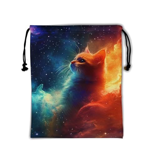 Image of Nerxy Galaxy Cat Gymnastics Grip Bag - Kitten Grip Bags for Gymnastics Mini Gym Bag Stars Drawstring Storage Pouch Adjustable