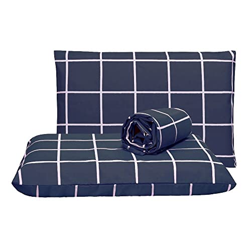 Jogo de Lençol Essencialle King, Grid Marinho, 3 peças, Marina Enxovais