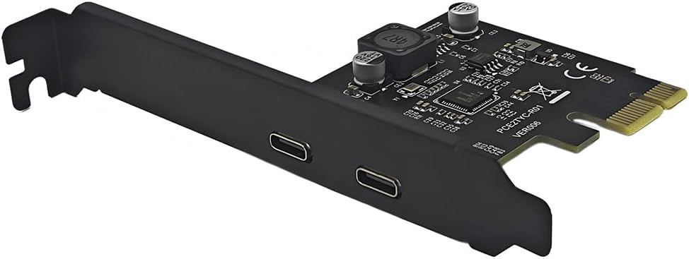 JMT PCIe X1 to 2Port USB C Expansion Card 5Gbps SuperSpeed Reversible Connector for Desktop PC