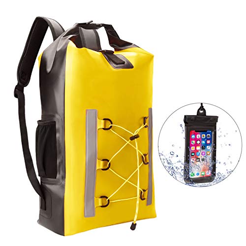 Waterproof Backpack with Phone Pouch, Dry Bag with Adjustable Shoulder Straps - 30L