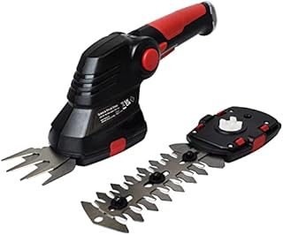 RocwooD 2 In 1 Garden Lawn Electric Cordless Handheld Grass Shears And Hedge Trimmer Clipper Shrub Lightweight 3.6V Battery And Charger Included Black Red