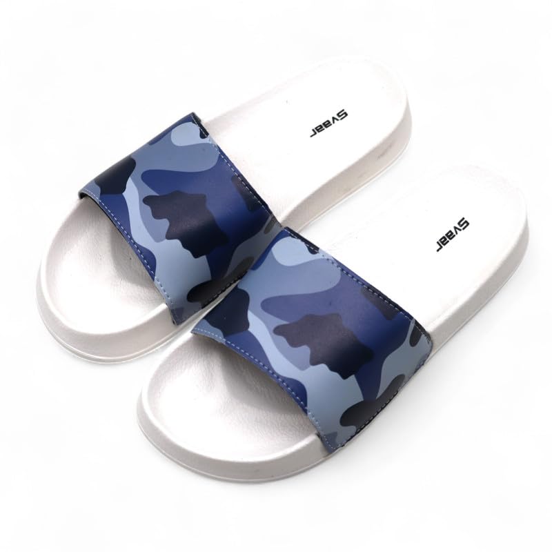 Image of SVAAR Men's Camouflage Printed Slides | Soft Cushioned Slip-On Slippers for Casual, Indoor & Outdoor Use