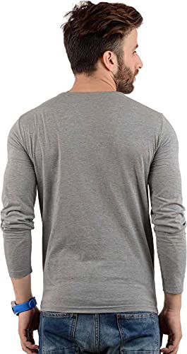 Image of LAZYCHUNKS Men's Full Sleeve Henley Neck Cotton Blend T-Shirt | Solid Regular Fit for Boys & Men | Soft Breathable Fabric | Casual Size S to 3XL