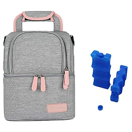 Rufun Sac Isotherme pour Biberon Sac à Dos Imperméable de Réchauffement pour le Lait Maternel, 2 Boîte à Glaçon inclus (Gris)