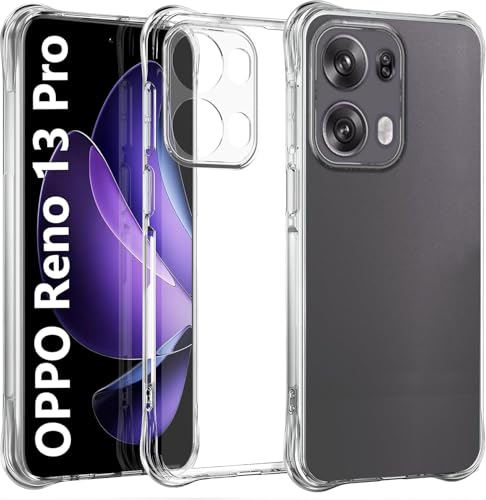 Image of REALCASE Silicone Oppo Reno 13 Pro 5G Back Cover Case, Scratch Resistant Protective Crystal Clear Transparent Shock Proof Bumper Back Cover Case for Oppo Reno 13 Pro 5G