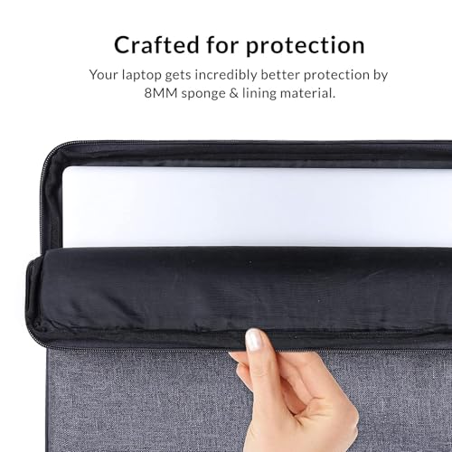 Image of Laptop Sleeve Bag 15.6 Inch with Carry Handle & Front Zipper Pocket - Water Resistant Laptop Carrying Case Computer Sleeve Compatible with HP Dell Lenovo Asus Acer Notebook for Men & Women Grey