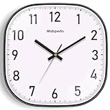 Mabpedo Small Wall Clock, 8 Inch Silent Non Ticking Battery Operated Clock, Square Analog Decorative Wall Clocks for Bedroom Living Room Office Home Gym Porch Decor Indoor Outdoor Clocks, Black