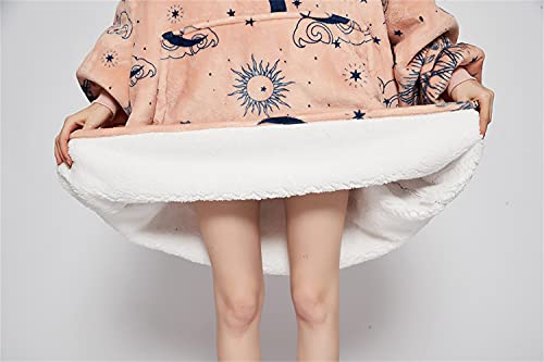 Sacebeleu Hoodie Sweatshirt Blanket,Oversized Sherpa Soft Warm Fluffy Fleece Blanket Hoodie,Giant Front Pocket for Men Women Teens Friends,With Vintage Pattern,One Size Fits All - Image 4