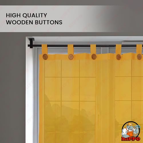 Image of HIPPO 180 GSM HDPE Outdoor Loop Curtain for Balcony & Patio Sun Blocking, UV Protection & Light-Filtering Curtains(Sunny-Yellow- 4.5FTX9FT) Pack of 2