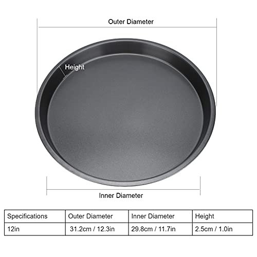 Cyrank Non-Stick Carbon Steel Pizza Tray,2Pcs Round Pizza Pan,12 Inch Carbon Steel Oven Pan,Round Baking Tray for Cakes Pie/Tart Dish,Oven Baking Metal Pizza Baking Pan - Image 3