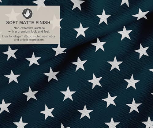 Image of Soimoi Blue Cotton Canvas Fabric Stars Star Print Sewing Fabric BTY 58 Inch Wide