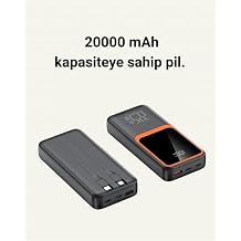 Ta nabilir  arj Cihaz  20000 mAh | 22.5W H zl   arj + Dijital Ekran + Kablo Dahil