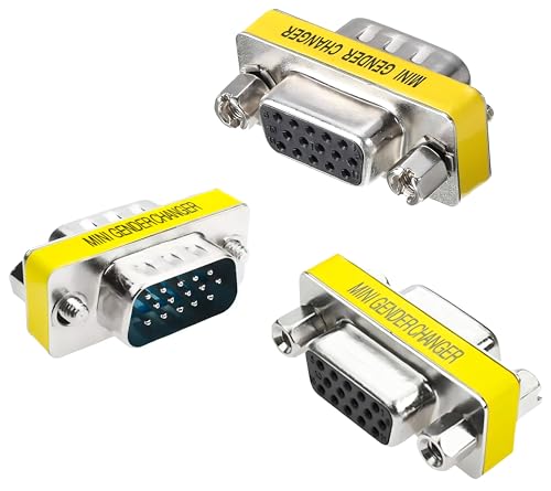 Image of VGA SVGA HD15 Female to Female, Male to Male, Female to Male Combo Mini Gender Changer Coupler Connector Adapter (3 Pieces Combo) Female to Female Plug Connecter