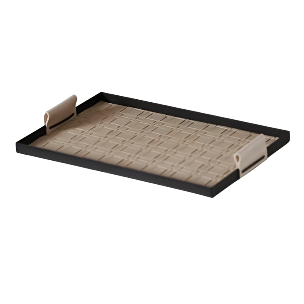 CTRLZS Woven Storage Tray Iron Jewelry Desktop Storage Tray Cosmetic Key Jewelry Tray Metal Decorative Tray Rectangle