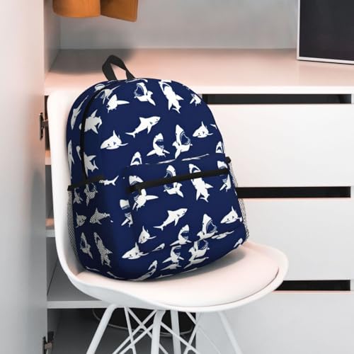 Sac à dos de voyage polyvalent noir One Size imprimé requin rigolo